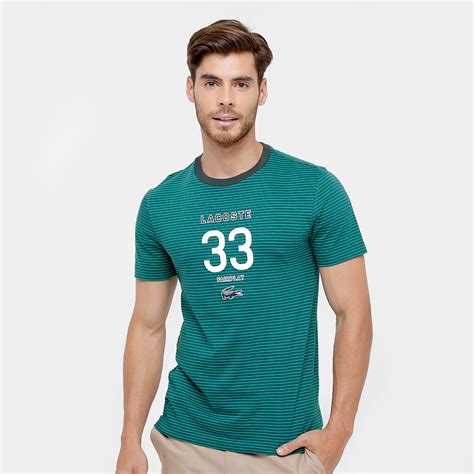 Camiseta Lacoste Slim Fit Listras Masculina Verde Netshoes