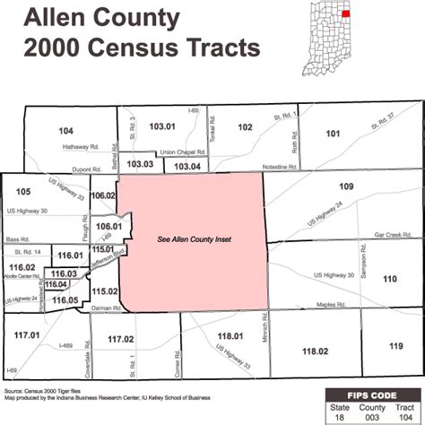 Stats Indiana Census 2000 Tract Maps For Allen County