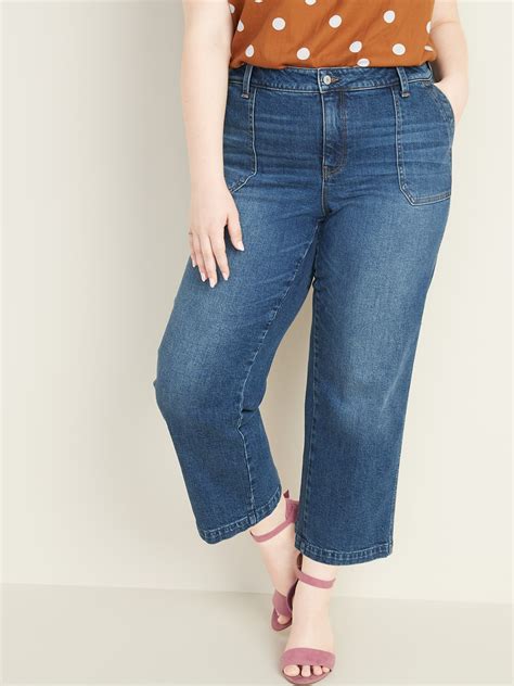 high waisted plus size wide leg jeans old navy