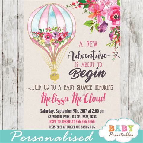 Hot Air Balloon Baby Shower Invitations Property And Real Estate For Rent