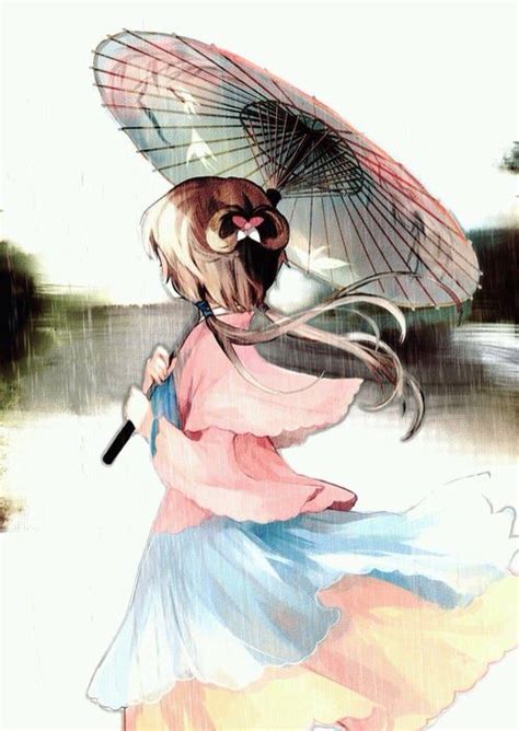 In The Rain Anime Art Girl Anime Art