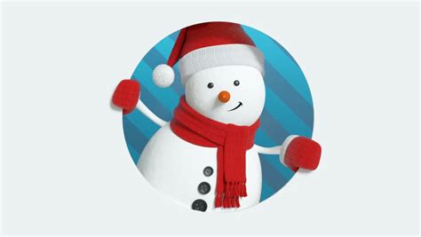 funny 3d snowman looking out the round window christmas holiday background animated greeting