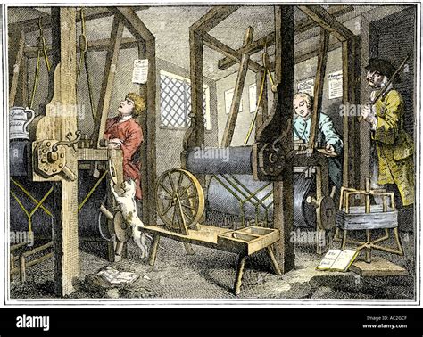 Weaving At Spitalfields England 1700s Stock Photo 4249806 Alamy