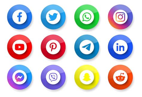 Premium Vector Popular Social Media Icons Logos In Round Modern Black