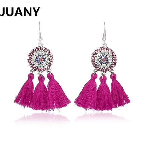 Bohemian Tassels Earring For Women Dangle Earring Cotton Simulated