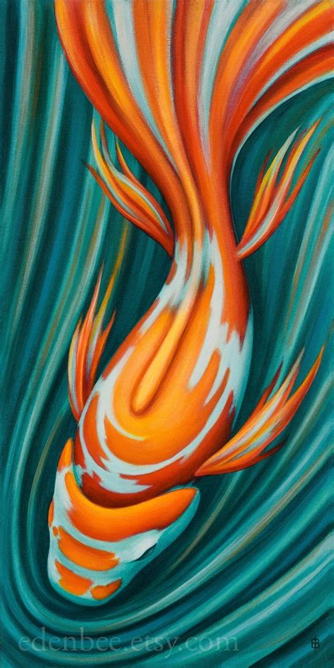Swirling Koi Vii Acrylic On Canvas X Etsy In Koi