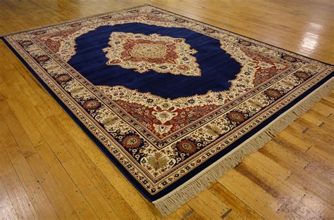 Navy Blue 9 X 12 Kerman Design Rug Esalerugs