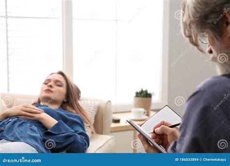 Psychotherapist And Patient Hypnotherapy Session Stock Photo Image Of Mature Doctor