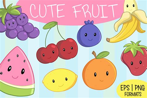 Cute Fruit Illustration Set