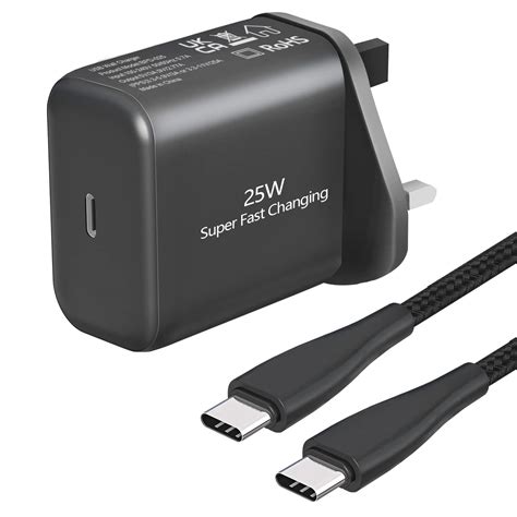 Buy 25W USB-C Super Fast UK Wall Charger Plug and Cable for Samsung