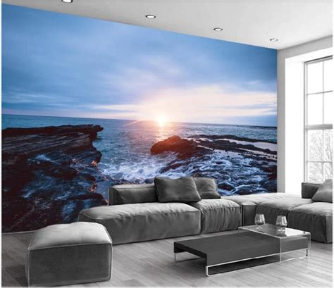 Wdbh Custom Mural 3d Wallpaper Modern Minimalist Seaside Sunset Scenery