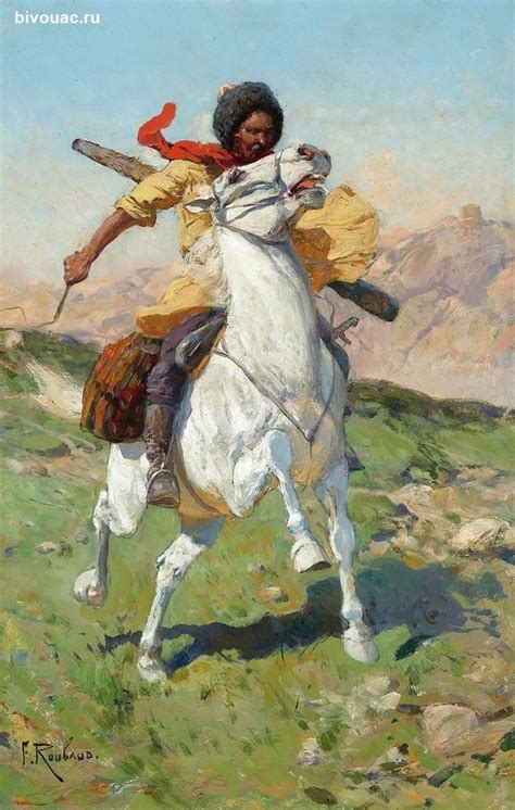 Circassian Rider Of The Caucasian War Period Artist Franz Roubaud