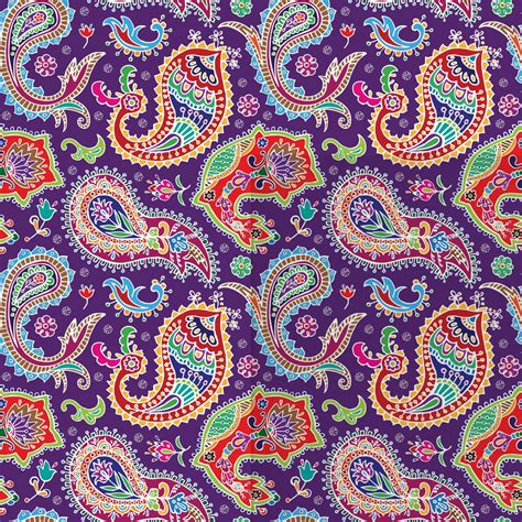 Paisley Fabric By The Yard Sixties And Seventies Hippie Themed Motives Geometrical And Floral