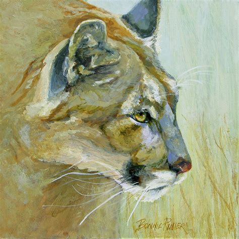 Intense Cougar Painting By Bonnie Rinier Fine Art America