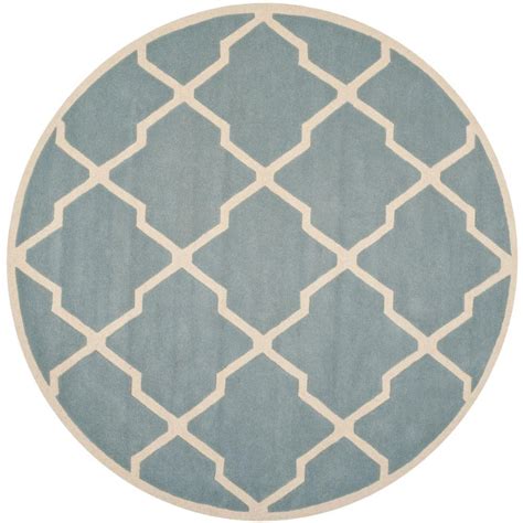 Home decor jute natural round rug bedroom circles beautiful carpet. Safavieh Chatham Blue/Ivory 7 ft. x 7 ft. Round Area Rug ...
