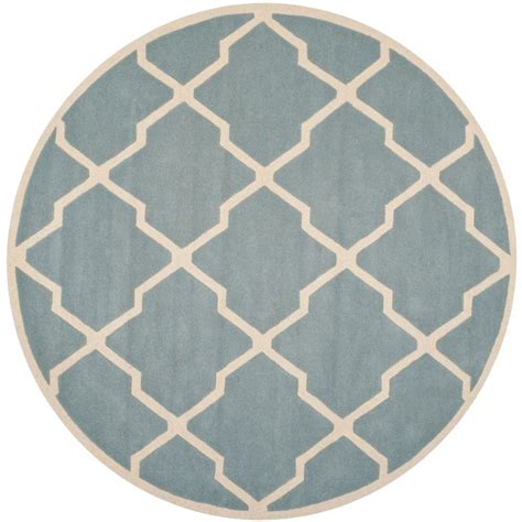 Click for more images 7'2x7'2 round hand knotted half wool and half silk rajasthan thick and plush oriental rug sh59018. Safavieh Chatham Blue/Ivory 7 ft. x 7 ft. Round Area Rug ...