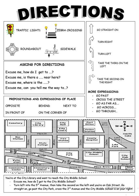 An Esl Worksheet To Teach Directions Giving Direction