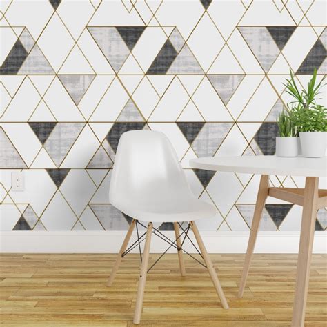 Pre Pasted Wallpaper 2ft Wide Abstract Geometric Black White Monochrome