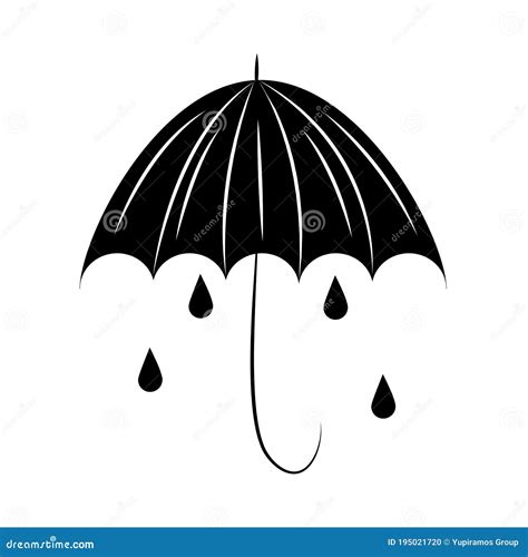 Minimalist Tattoo Boho Umbrella Rain Drops Silhouette Art Icon Over