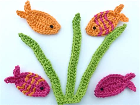 Crochet Sea Life Crochet Applique 4 Applique Fish And Reeds
