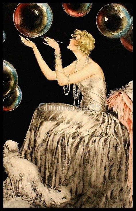 Enchanting Whimsical French Art Deco Woman Fashion Illustration Art