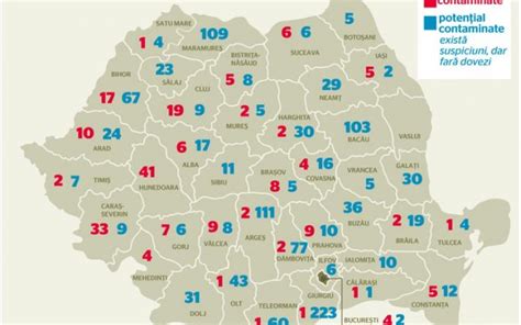 Daca vrei o harta ca fisier imagine, vei gasi, dar nu foarte detaliata. Harta poluarii din Romania. Judetele cu soluri toxice. INFOGRAFII - EcoMagazin.ro