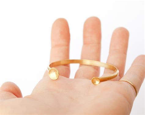 Modern And Organic Cuff Bracelet In Brass With Two Domed Etsy Cuff