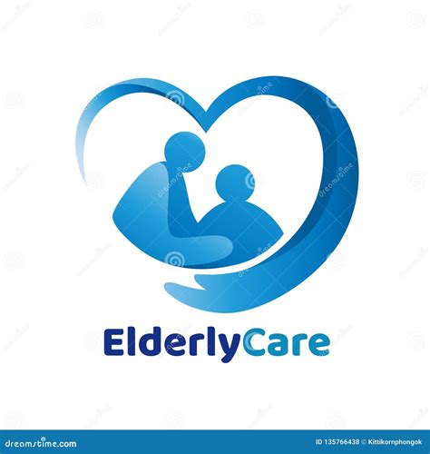 Elderly Healthcare Heart Shaped Logo Nursing Home Sign Stock
