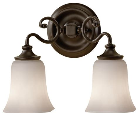 Feiss Vs19602 Orb Brook Haven 2 Light Oil Rubbed Bronze Bathroom Wall Sconce Transitional