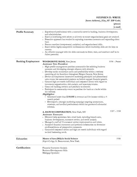 What is a cv (curriculum vitae)? Personal Banker Resume Example - http://www.resumecareer.info/personal-banker-resume-example-12 ...