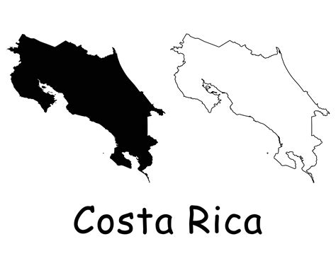 Map Of Costa Rica Costa Rican Map Black And White Detailed Etsy