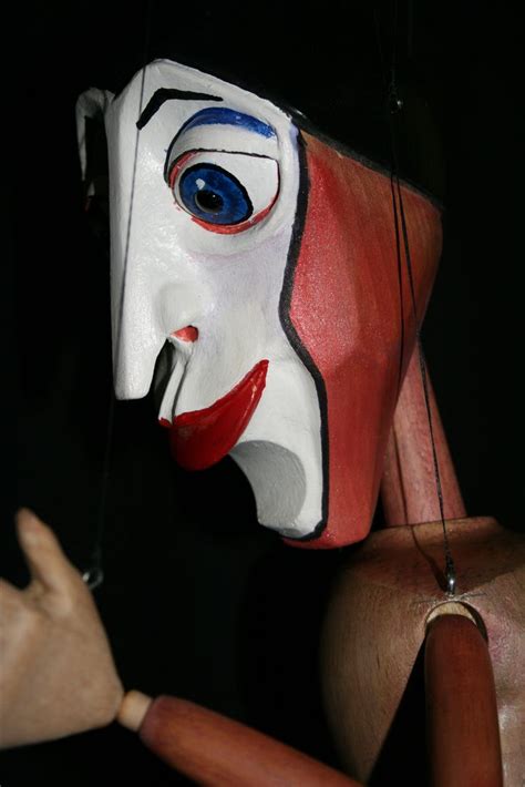The Marionette Pierrot Clearly Deep In Thought Detail Of Head Carved
