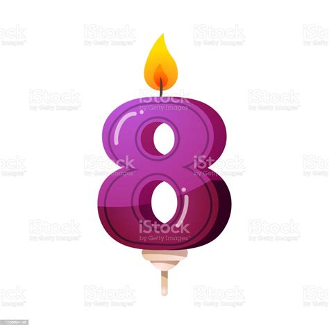 Number Eight Birthday Party Anniversary Candle Clipartrealistic 3d