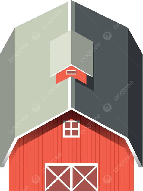 Red Barn With Gray Roof Picture Clipart Shelter Vector Picture