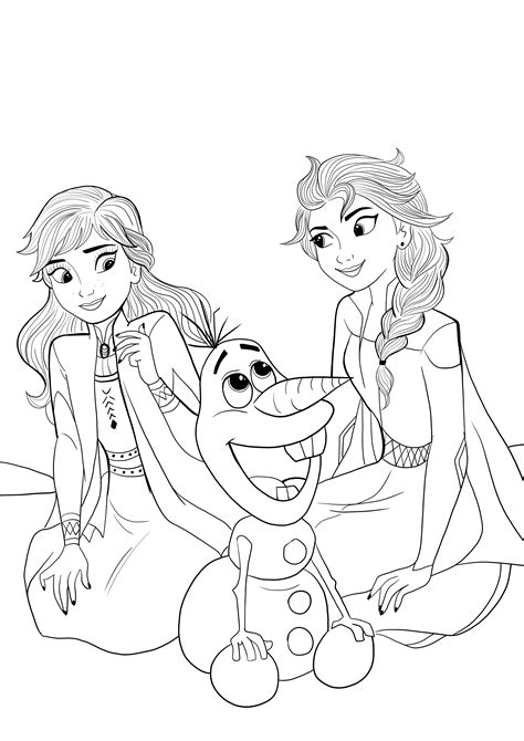 Anna Elsa Olaf Coloring Page