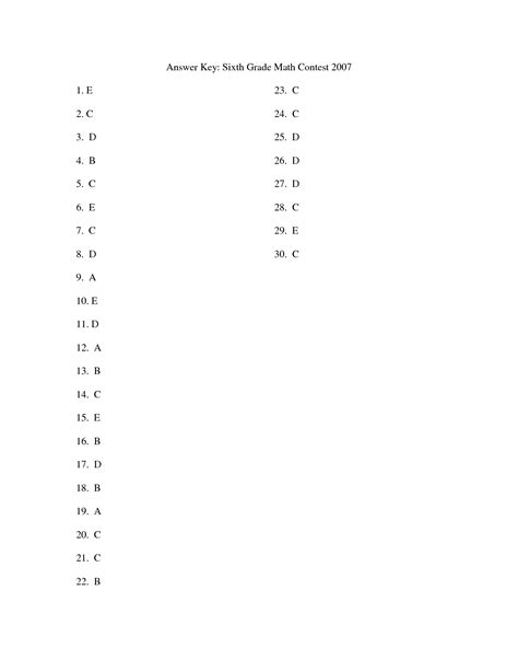 14 Best Images Of 5th Grade Math Worksheets With Answer Key 6th Grade