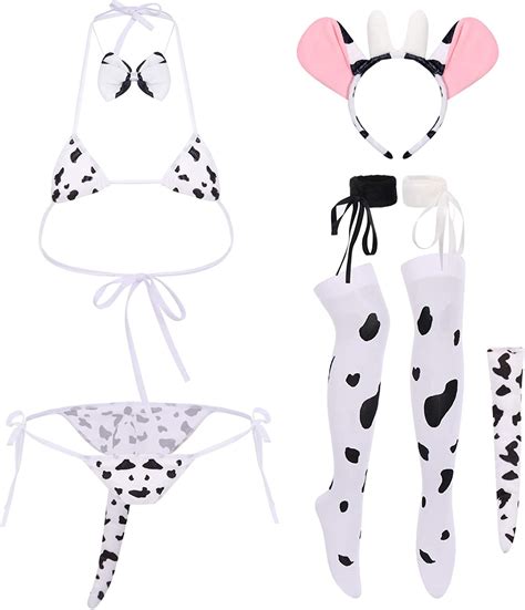 Womens Sexy Milk Cow Lingerie Set Kawaii Anime Maid Cosplay Costume