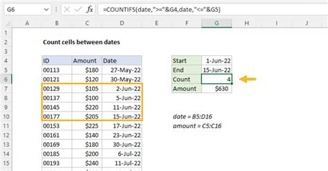 Count Cells Between Dates Excel Formula Exceljet