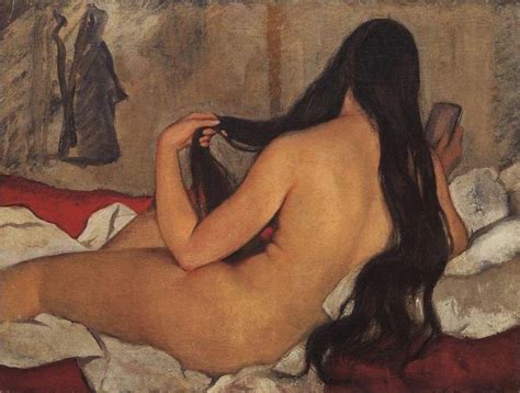 A Painting Of A Naked Woman Laying On A Bed