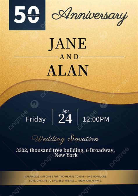 Wedding Anniversary Invitation Golden Bronzing Creative Poster Template