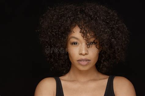 Beautiful African American Woman Gorgeous Lips Big Hair Stock Photos