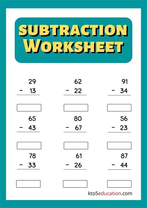 Free Kindergarten Subtraction Worksheets Kto5education