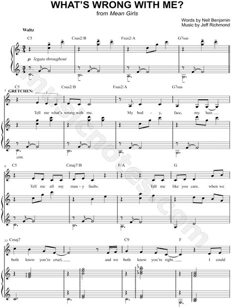 Whats Wrong With Me From Mean Girls Musical Sheet Music In C
