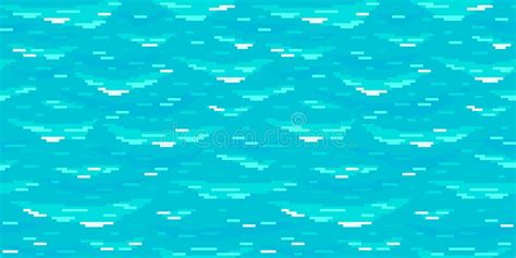 Pixel Art Water Background Seamless Sea Texture Backdrop Stock Vector