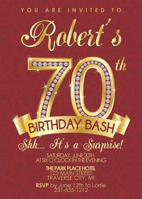 Awesome Free Template 70th Surprise Birthday Party Invitations Adult