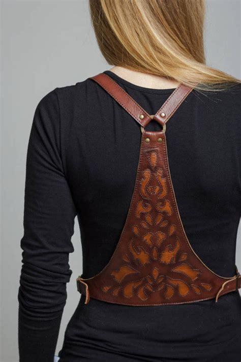Brown Leather Harness Leather Body Harness Fashion Harness Etsy