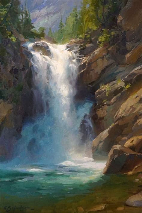 Original Waterfall Landscape Painting Large Mountain Landscape Canvas