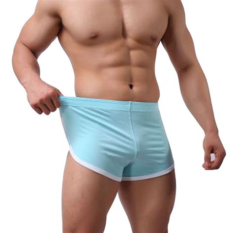 Sexy Low Waist Men Sides Split Quick Dry Shorts Trousers Cotton Sport