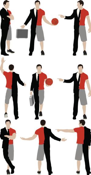 Split Person Sportsman Businessman Stock Illustration Download Image