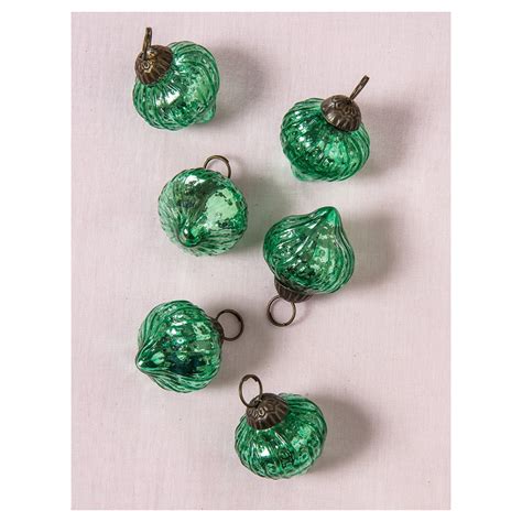 Mini Mercury Glass Ornaments Tania Design 1 Inch Vintage Green Set Of 6 Vintage Style